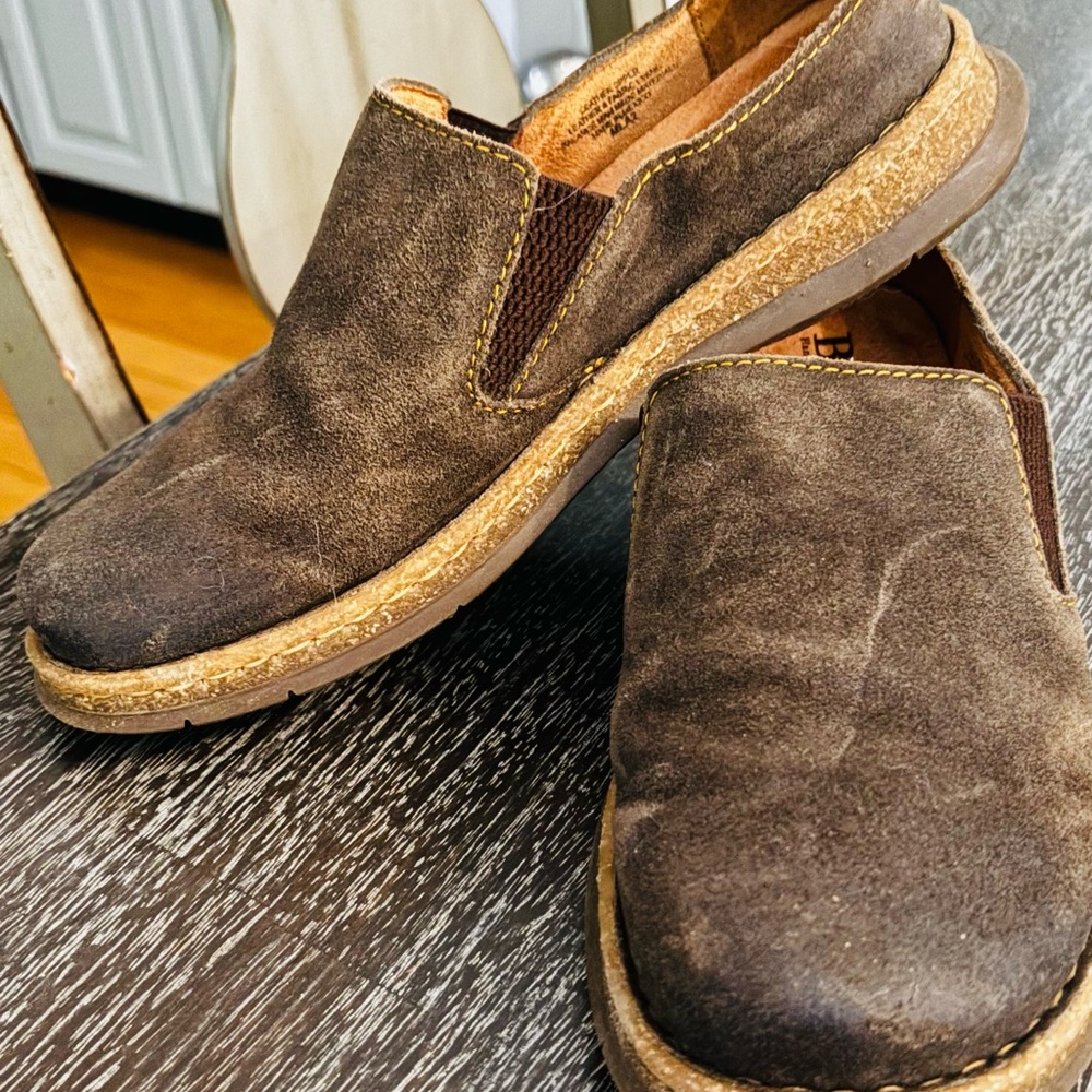 Born Brown Slip-On Loafers with Elastic Panels